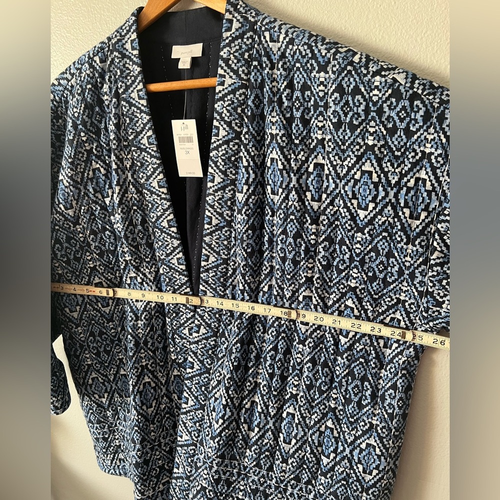 ✨SOLD✨ J Jill Pure Jill Quilted Square-Sleeve Blue Geometric Jacket Size 3X - Picture 12 of 13